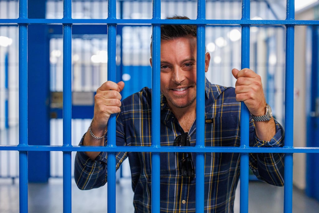 Nathan Carter during his tour of Castlerea Prison before his concert. Photograph: Jeff Harvey