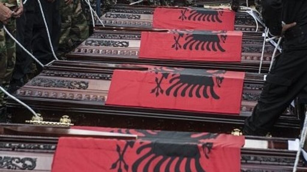 A funeral for former members of the now disbanded Kosovo Liberation Army (KLA) in 2015. A special court is being set up to try crimes allegedly committed by KLA members during the 1999-2000 Kosovo conflict that preceded the province’s secession from Serbia. Photograph: AFP
