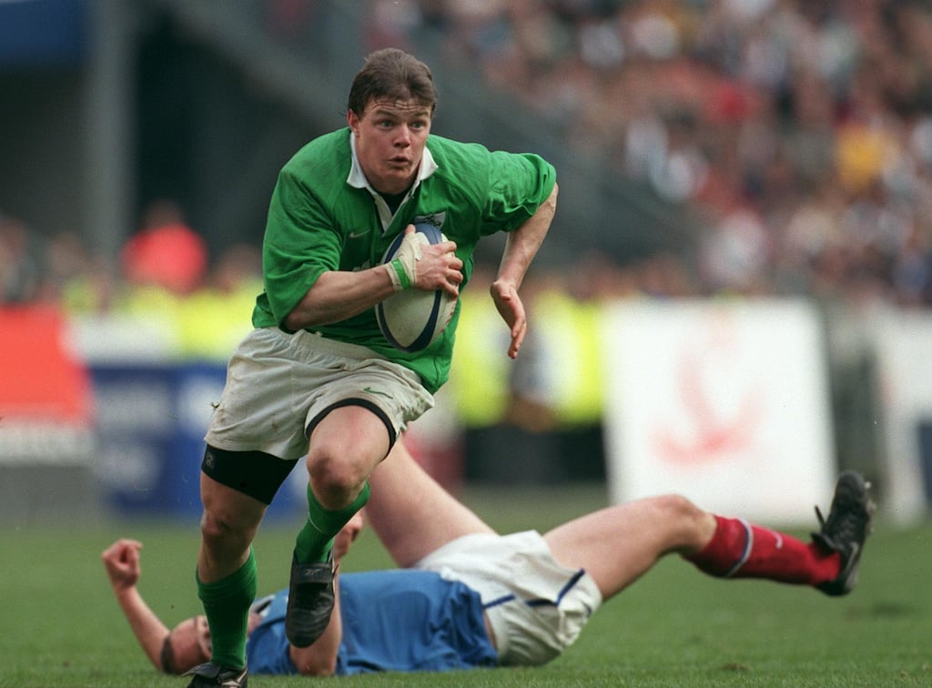 Brian O'Driscoll breaking through to score one of a hat-trick of tries against France in Paris 25 years ago next month. Photograph: Billy Stickland/Inpho