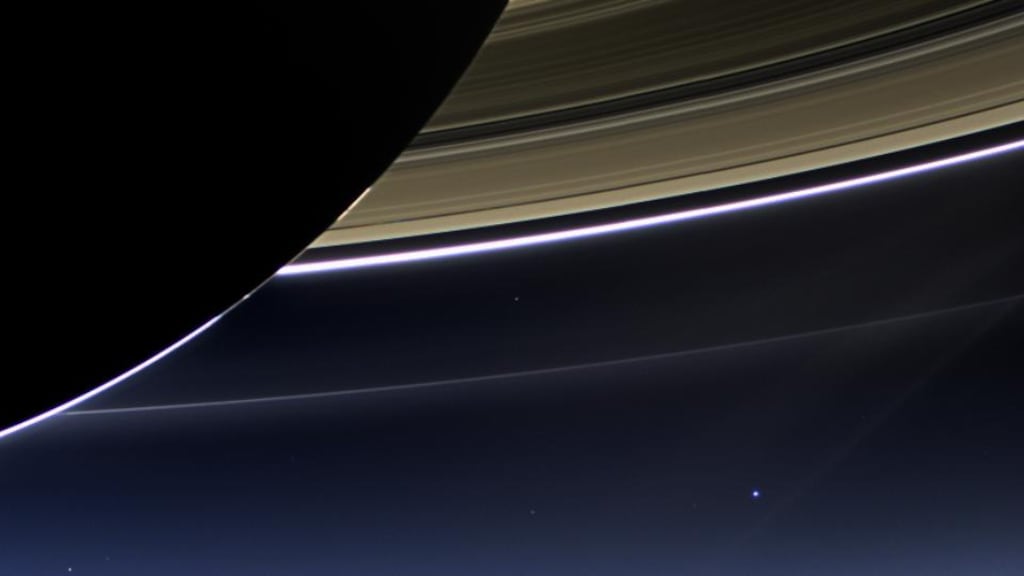Saturn's rings can only be glimpsed every 15 years. Photograph: NASA/JPL-Caltech/Space Science Institute