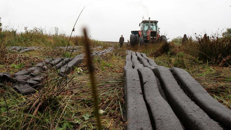 Machine-cut turf at Barroughter Bog, Portumna, Co Galway on Saturday. The bogs are being harvested despite their designation as EU special areas of conservation. Photograph: Hany Marzouk