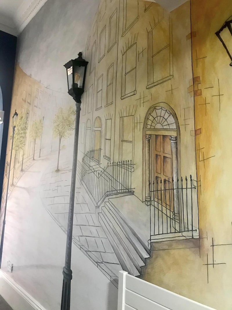 Indoor Georgian street mural by Vauney Strahan
