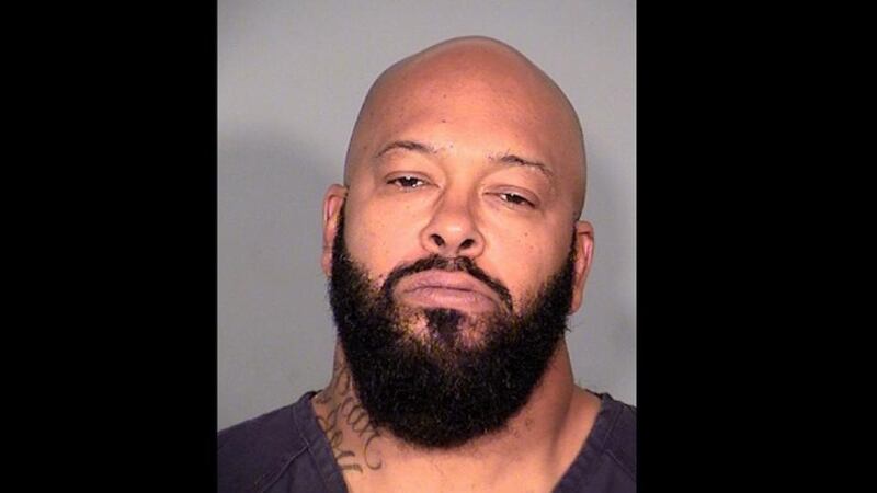 Rap mogul Marion “Suge” Knight is shown in this file police booking photo provided by the Las Vegas Metro Police Department. Knight was named as a suspect in a hit-and-run that killed one person near Los Angeles on Thursday. Photograph: LVMPD/Handout via Reuters.