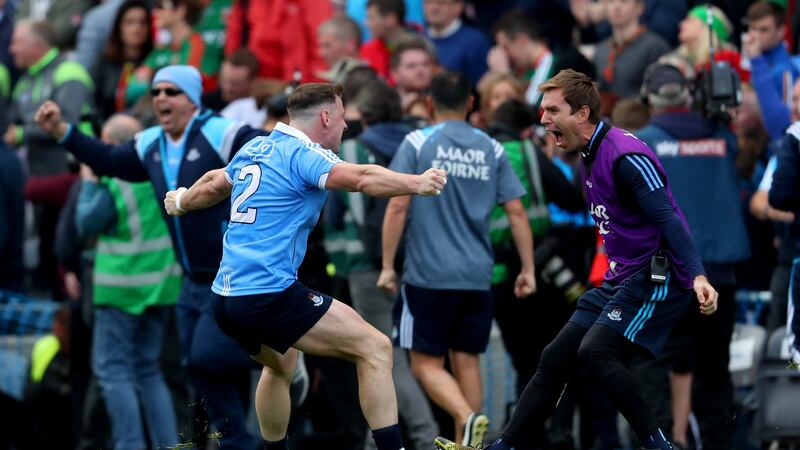 Daniel Davey celebrates Dublin’s 2017 All-Ireland final win with Philip McMahon. File photograph: Inpho