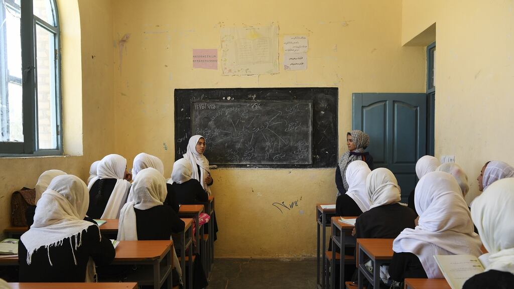 Female students attend Shaidayee High School in Regreshan, Herat province, Afghanistan in June 2019. Photograph: Kate Geraghty/Fairfax Media via Getty Images via Getty