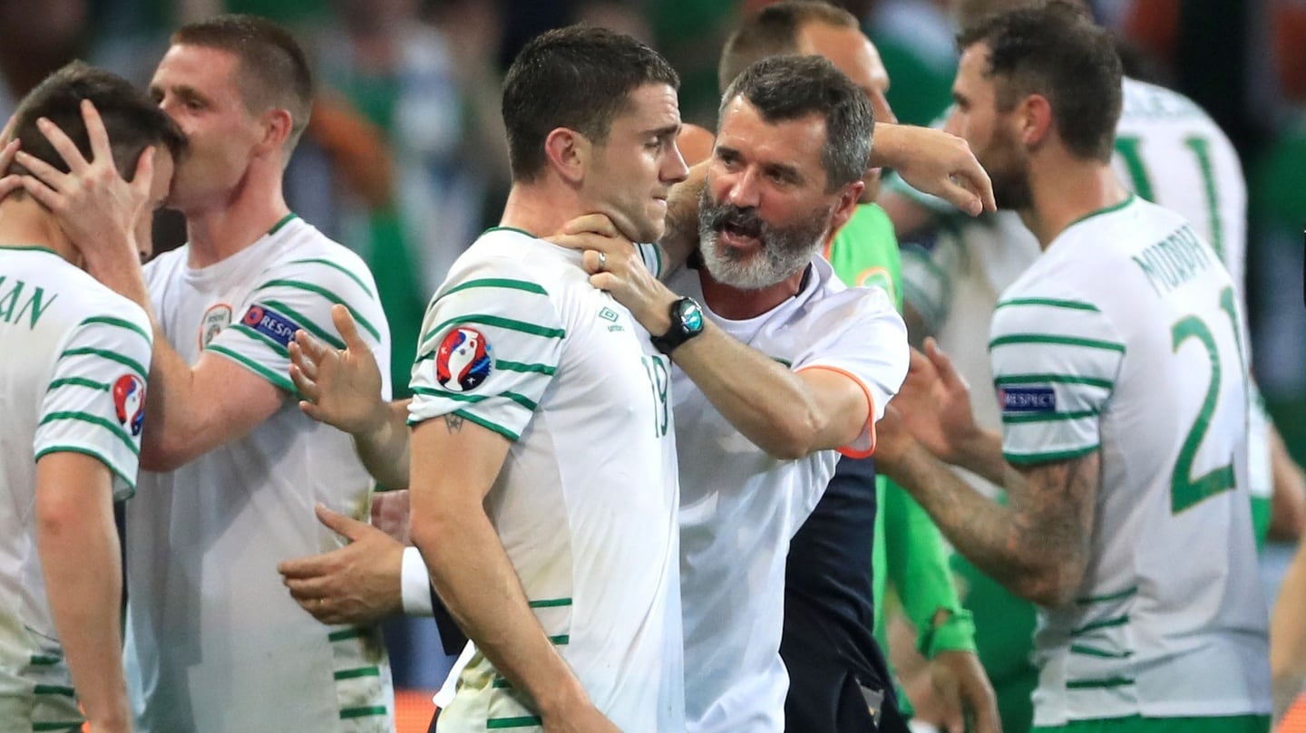 ‘Admittedly, Roy Keane struggled with the new touchy-feeliness of it all when he took Robbie Brady in what might only be described as a chokehold after the final whistle, but someone had taken a finger out of the repressed dyke and the tears were flowing.’   Photograph:  John Walton/PA
