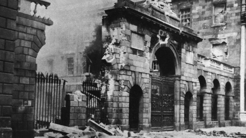 Destruction at the the Four Courts during The Easter Rising in 1916. Photograph:: Photo12/UIG/Getty Images.
