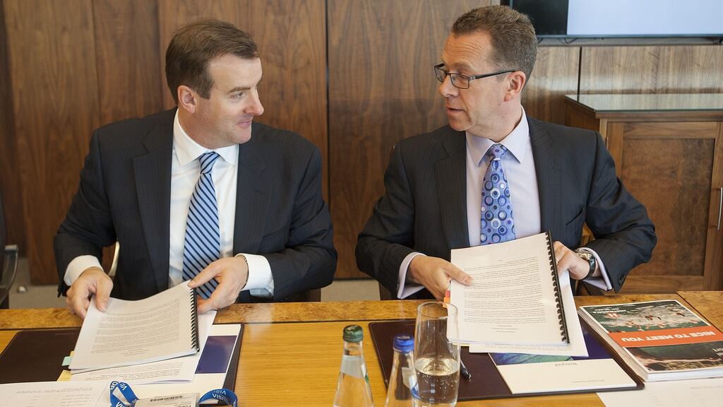 Former Hostelworld chairman Richard Segal (right) and chief executive Feargal Mooney. Photograph: Dave Meehan/The Irish Times