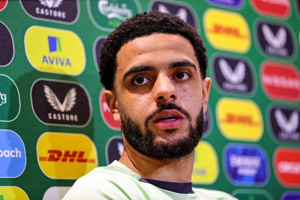 Ireland's Andrew Omobamidele. Photograph: Ryan Byrne/Inpho