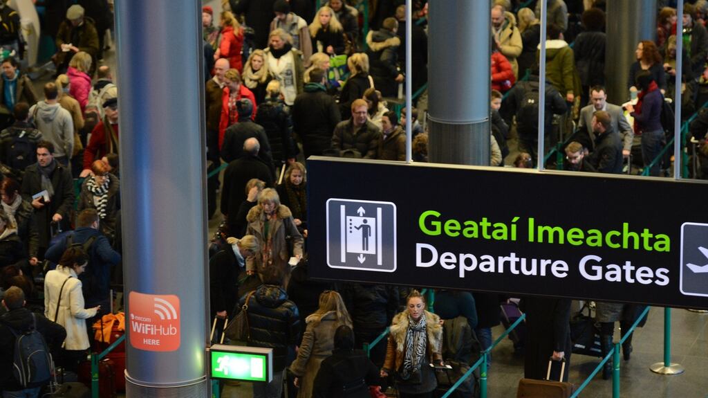 A busy departures area in Dublin Airport before the pandemic. Photograph: Cyril Byrne