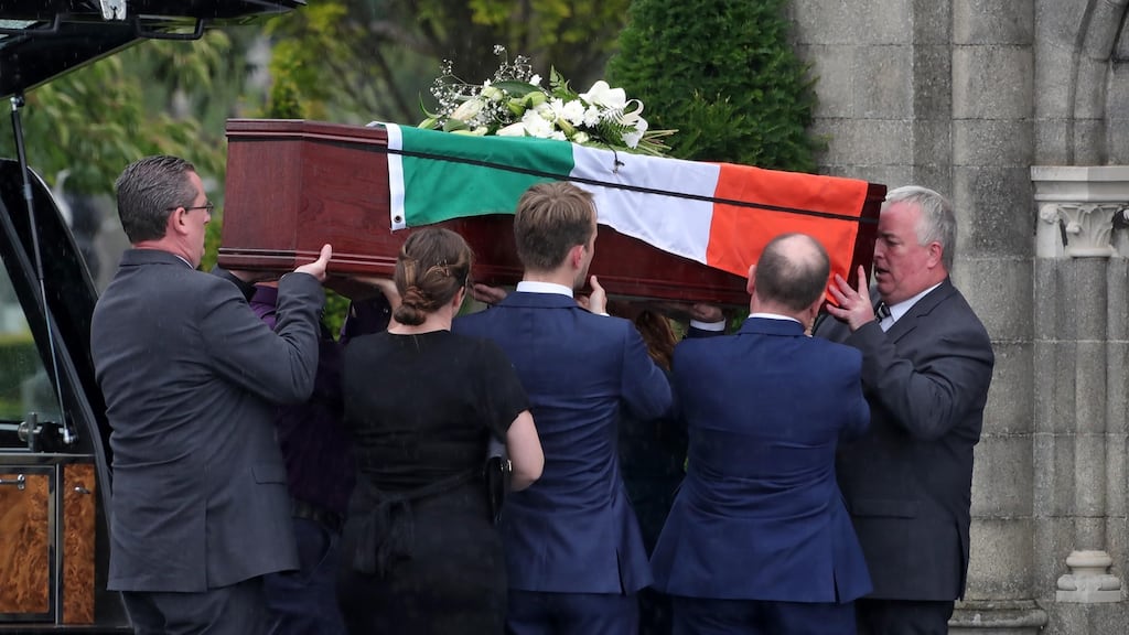The remains of Anne Delcassian, sister of murdered Co Louth woman, Irene White being brought to Glasnevin Crematorium this afternoon for her funeral. Photograph: Colin Keegan, Collins Dublin