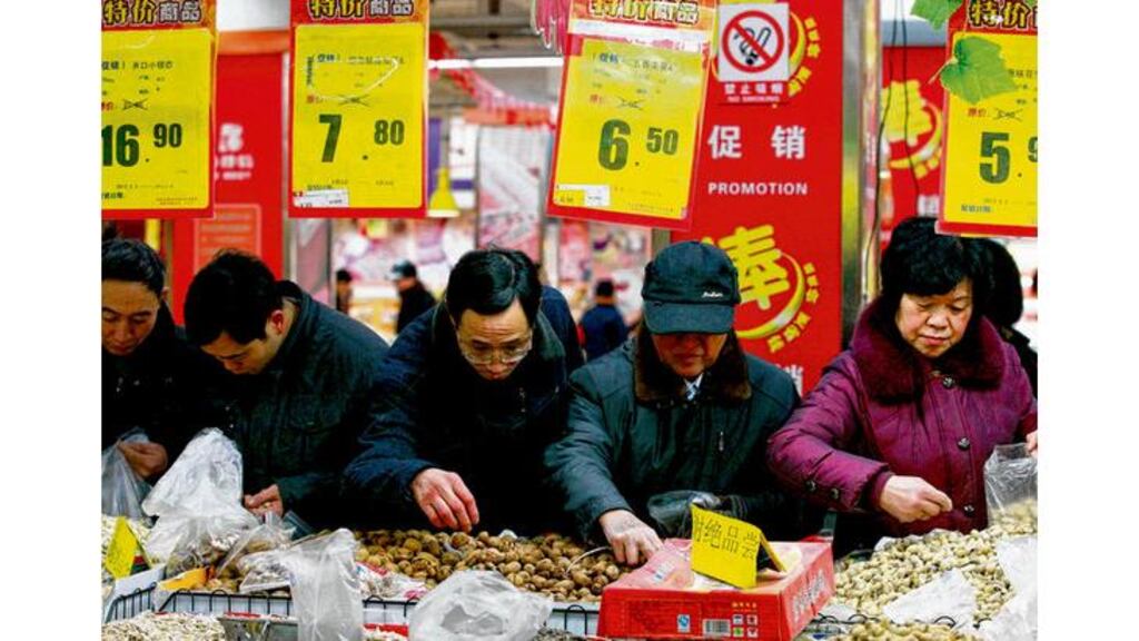 A supermarket in Anhui province yesterday ahead of the lunar new year holiday. China's exports and imports surged in January as the first data of the year pointed to robust domestic demand and a pick-up in the economy. photograph: reuters