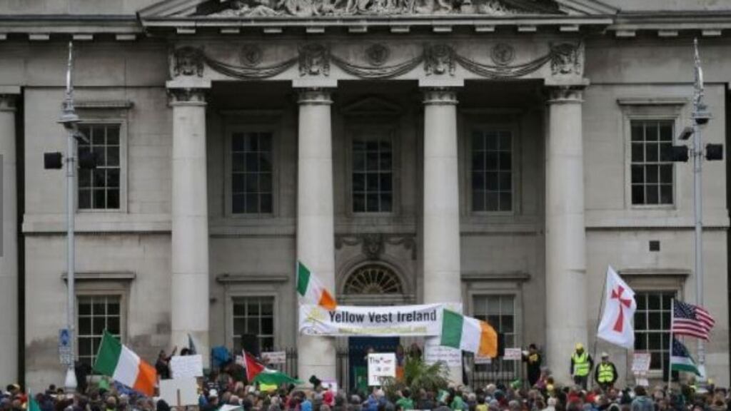 A recent anti-mask protest in Dublin. Photograph: Nick Bradshaw/The Irish Times