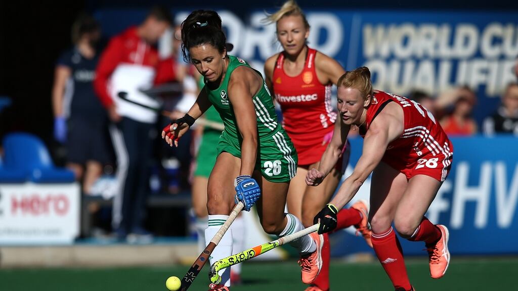Ireland’s Anna O’Flanagan on the ball during her side’s defeat to England. Photograph: Jan Kruger/Getty