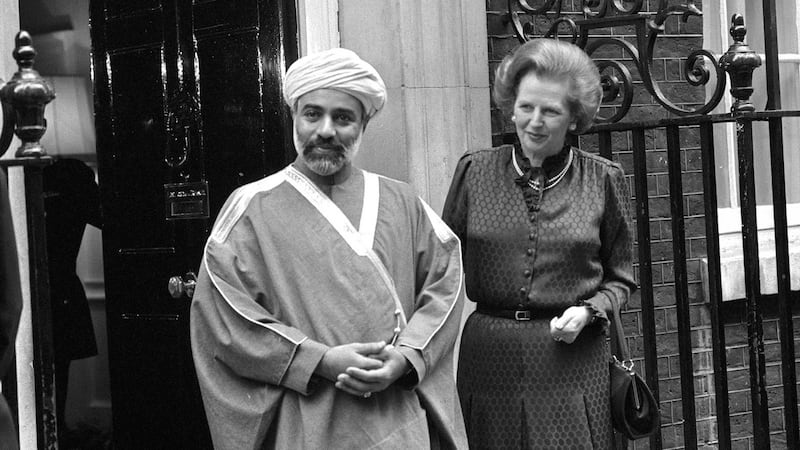 Sultan Qaboos Bin Said Al Said of Oman with prime minister Margaret Thatcher outside 10 Downing Street in London in 1982. Photograph: PA Wire