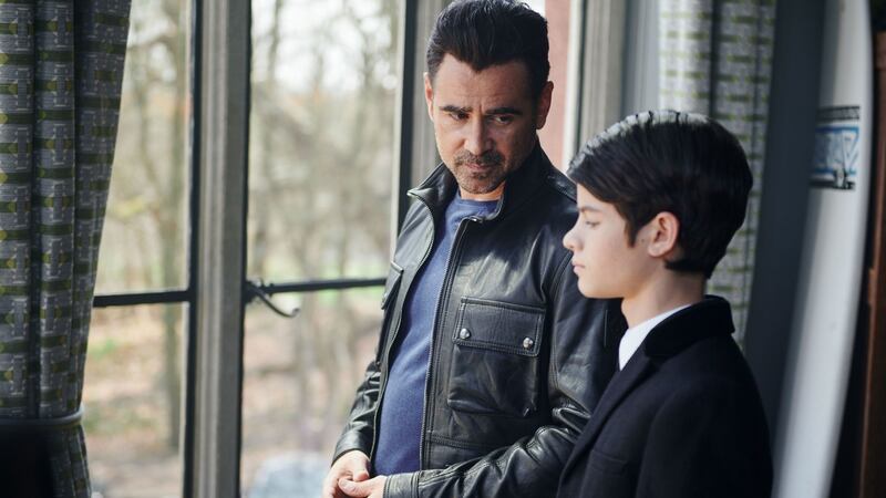 Colin Farrell and Ferdia Shaw in Artemis Fowl
