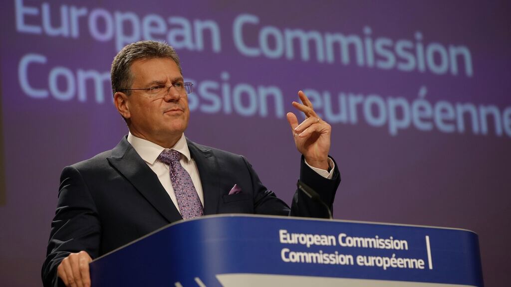 EU Commission Vice President Maros Sefcovic announced on Friday that EU law would be changed to waive a range of formalities on medicines. Photograph: Olivier Hoslet /EPA
