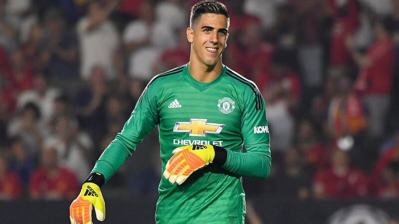 Joel Pereira during Manchester United’s penalty shootout win over AC Milan. Photograph: John McCoy/Getty
