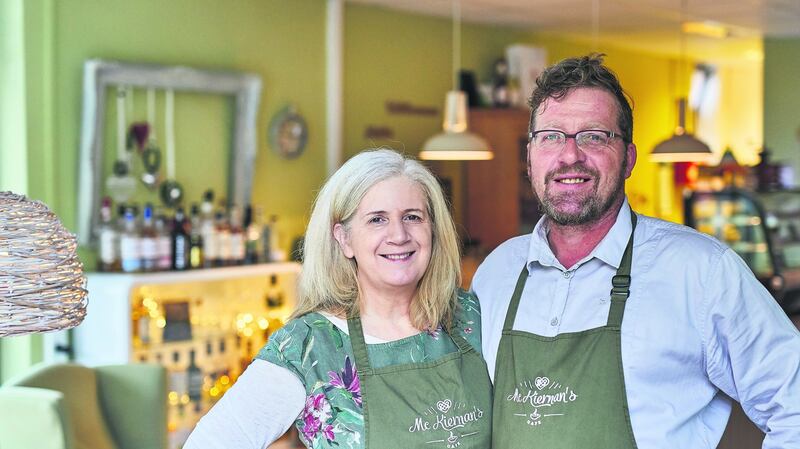 Anne McKiernan wiith her husband Dieter Bomers in McKiernan’s Irish Cafe in Gescher, Germany