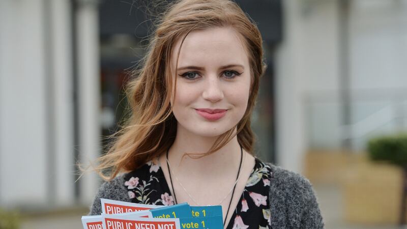 People before Profit’s candidate, 19-year-old Carah Daniel. Photograph: Alan Betson