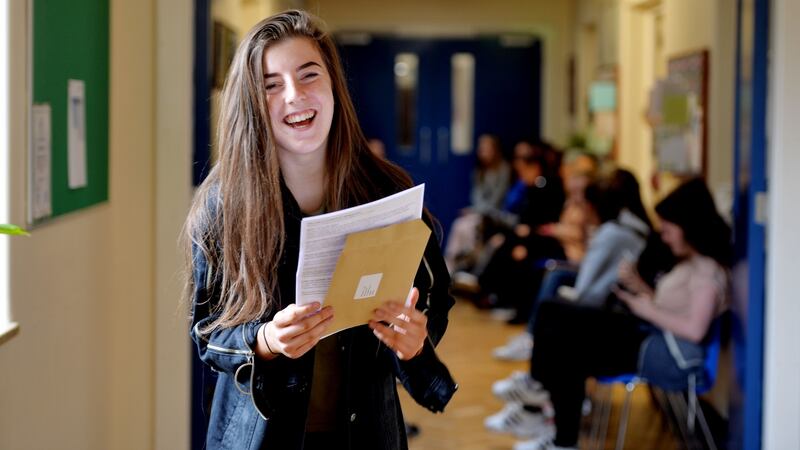 Suzanne Day receives her Leaving Certificate results at Maryfield College, Whitehall, Dublin. Photograph: Alan Betson/The Irish Times