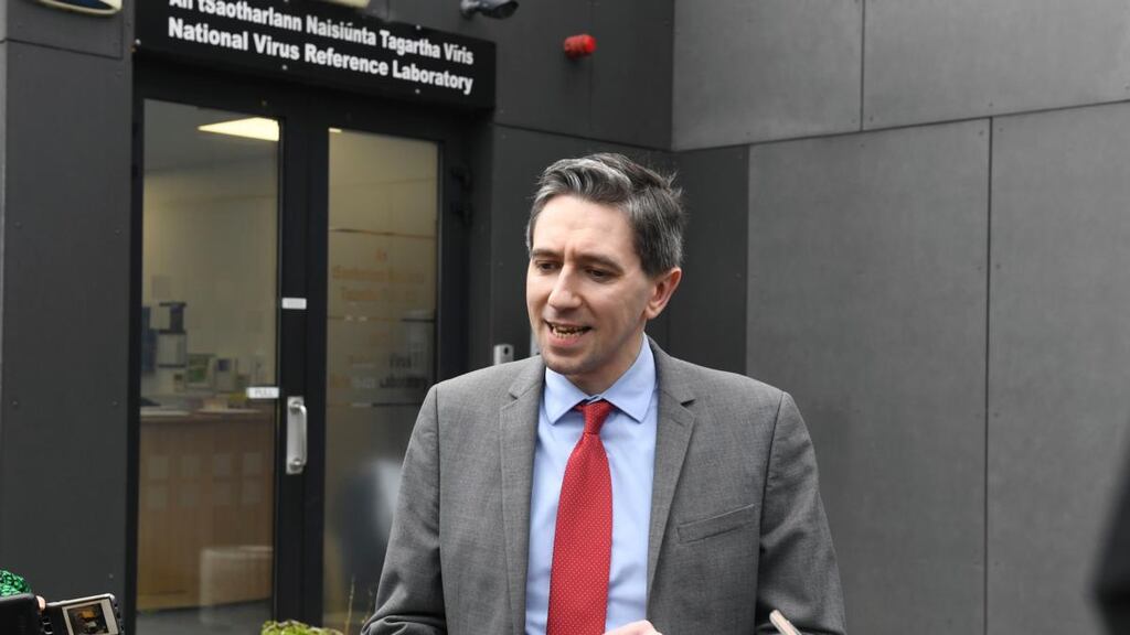 Minister for Health Simon Harris during a visit to the National Virus Reference Laboratory in Belfield, Dublin. Photograph: Aidan Crawley/EPA
