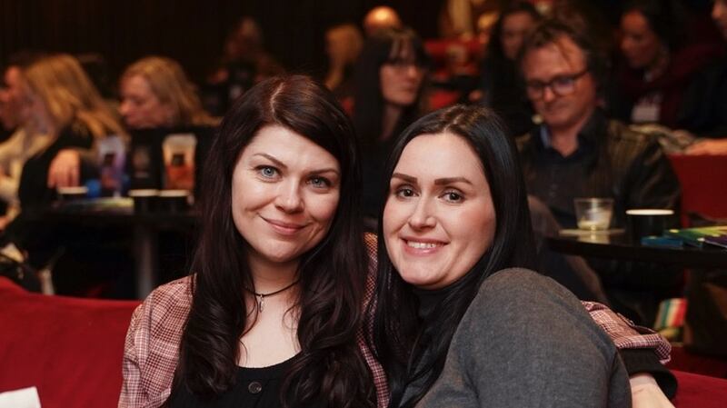 Rita McDonnell and Rachel Keane at the Irish Times/Green & Blacks live Books Podcast at the Sugar Club. Photograph: Conor Mulhern