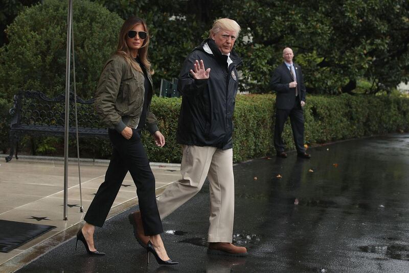 Melania  attracted criticism for her choice of outfit to visit a hurricane site. Photograph: Alex Wong/Getty Images