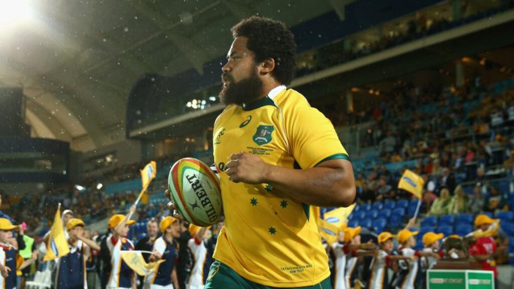 Tatafu Polota-Nau was forced from the ground with a head injury early in the New South Wales Waratahs’ Super Rugby game on Friday night. Photo: Cameron Spencer/Getty Images Sport