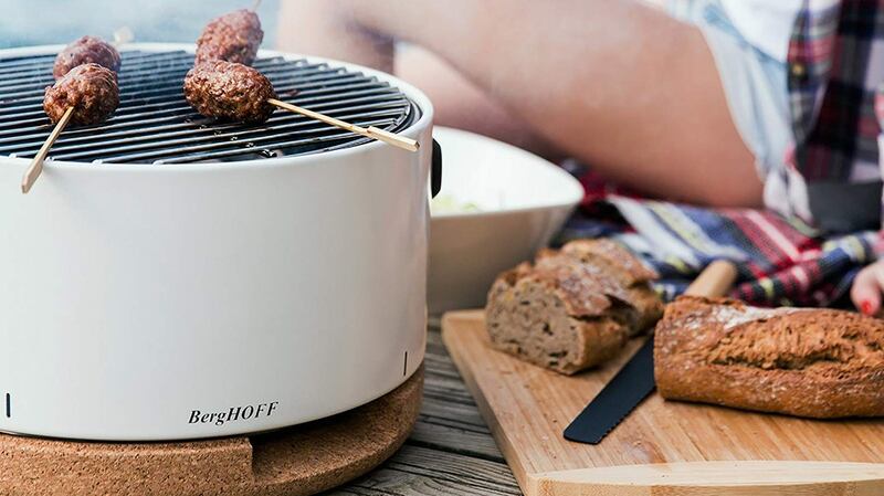 This circular carbon steel barbecue is just 35cm wide.