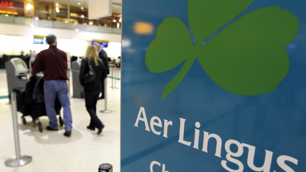 Passengers pass through an Aer Lingus check-in area. Photograph: Chris Ratcliffe/Bloomberg via Getty Images