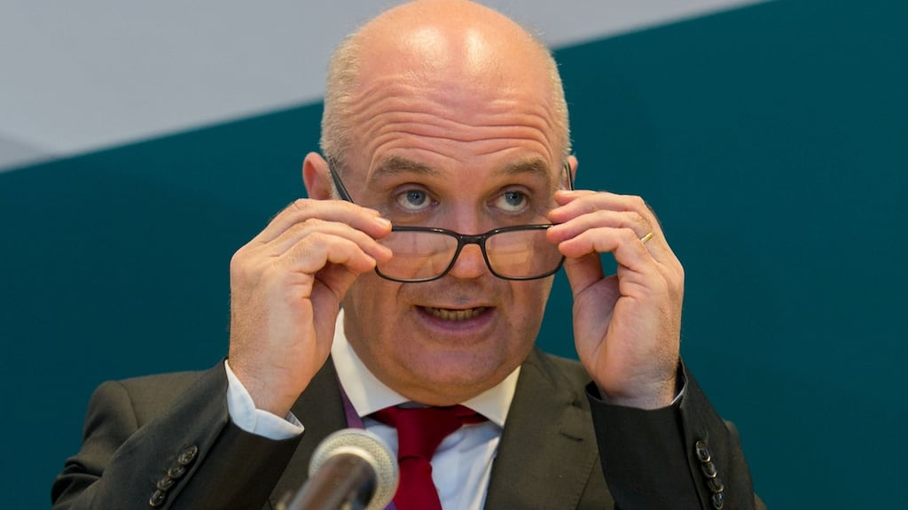Dr Tony Holohan, the Department of Health’s chief medical officer, addresses a media briefing on Covid-19 (coronavirus) at the Department of Health in Dublin. Photograph: Gareth Chaney/Collins