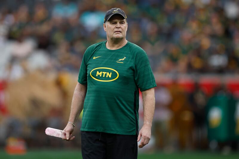 South Africa's coach Rassie Erasmus. Photograph: Phill Magakoe/AFP via Getty