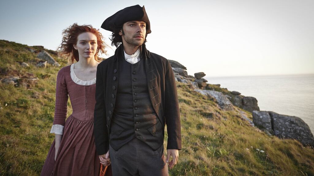 ‘Poldark’: Starring Eleanor Tomlinson as Demelza and Aidan Turner at the eponymous hero. photograph: mike hogan