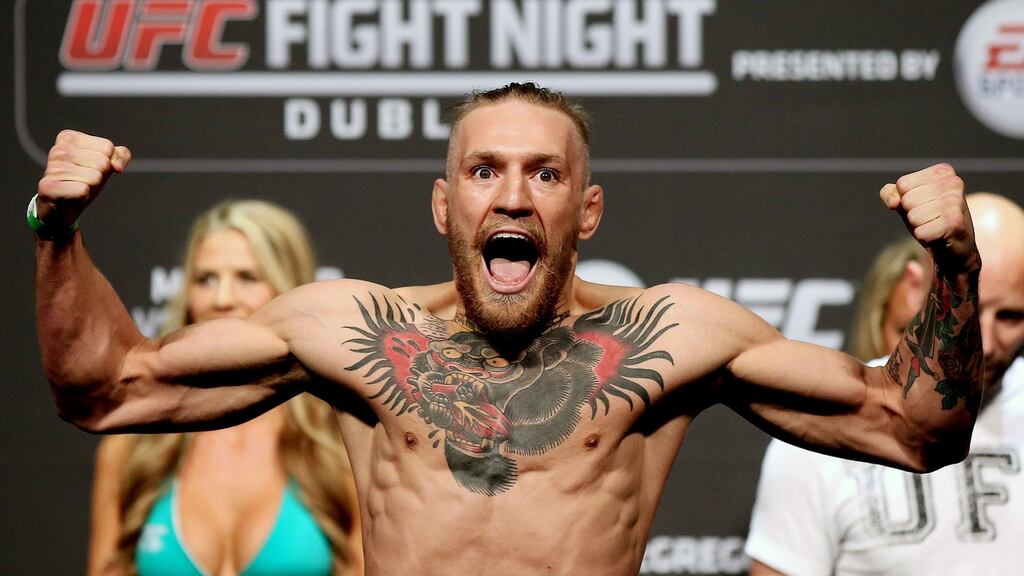 UFC champion Conor McGregor at a weigh-in in Dublin. File photograph: ©INPHO/James Crombie