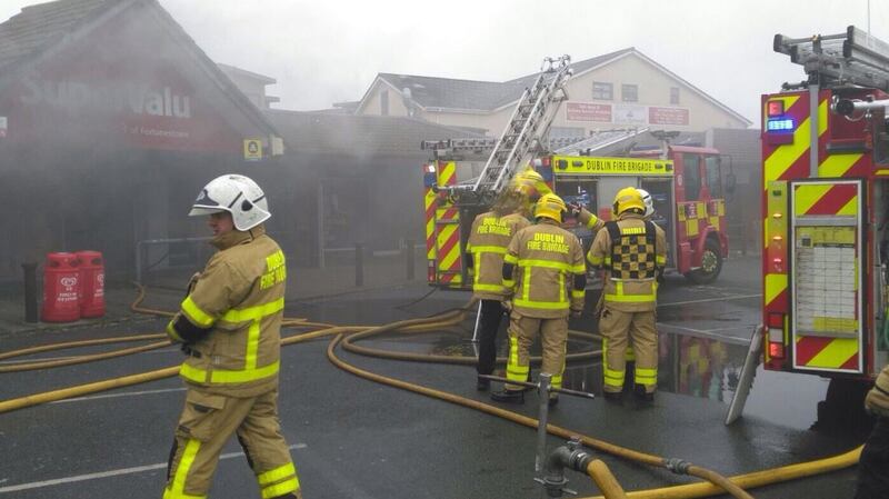 Fire at a supermarket in Tallaght on Thursday. Photograph: Dublin Fire Brigade/Twitter