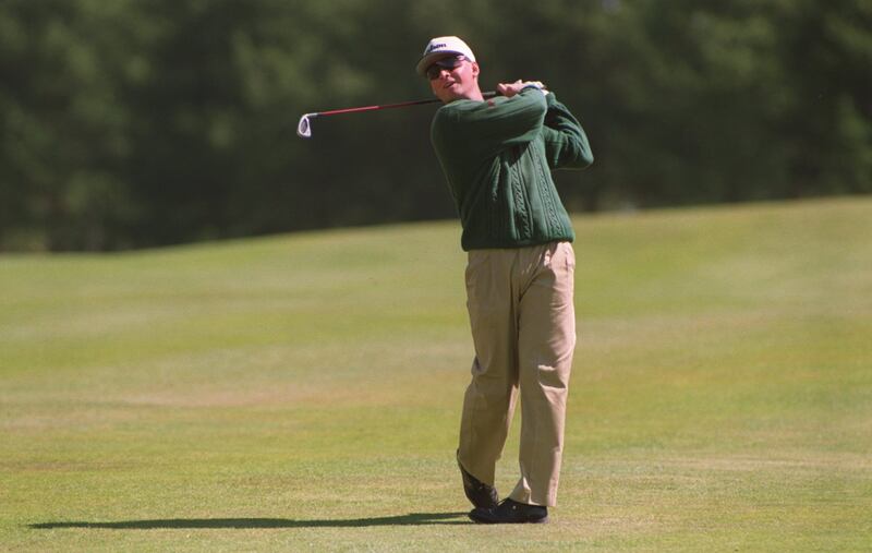 Mathias Gronberg during his final round on the way to his first victory on the European Tour, at Crans-sur-Sierre in Switzerland in September 1995. Photograph: Allsport UK/Allsport