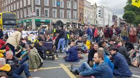 Sit-down in Dublin city centre as large crowds protest over housing
