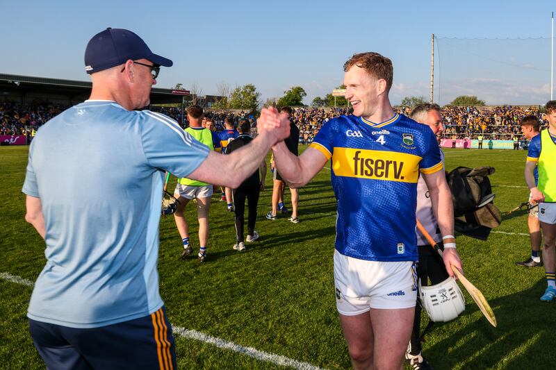 Michael Breen of Tipperary celebrates after Saturday's Munster SHC victory against Clare at Cusack Park, Ennis. Photograph: Natasha Barton/Inpho