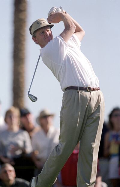 Colin Montgomerie follows his shot during The Skins Game at the Landmark Golf Club in Indian Wells, California, in 2000. Photograph: Jeff Gross /Allsport