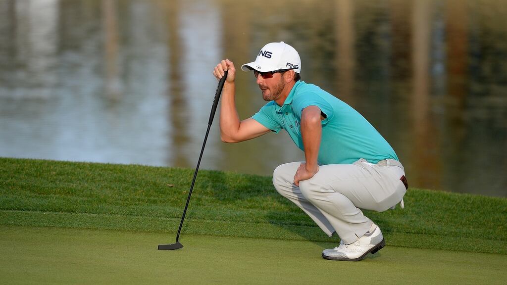 Andrew Landry lines up a putt on the 18th hole during the second round of the CareerBuilder Challenge at the Jack Nicklaus Tournament Course at PGA West in La Quinta, California. Photo: Robert Laberge/Getty Images