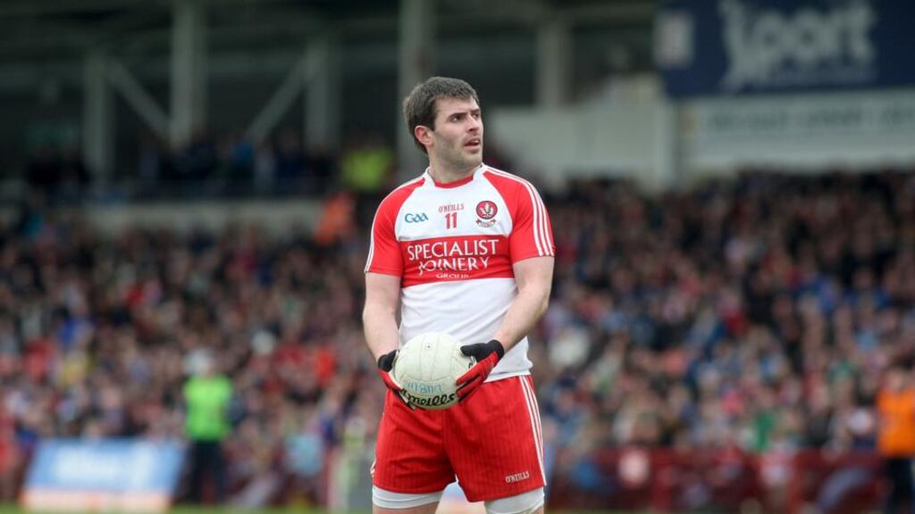 Mark Lynch: “Aye, well, we have been involved in a lot of games where we have played open attacking football and we have been praised for it. But we ended up getting beat. So you do have to weigh the options up.” Photograph: Lorcan Doherty/Inpho/Presseye