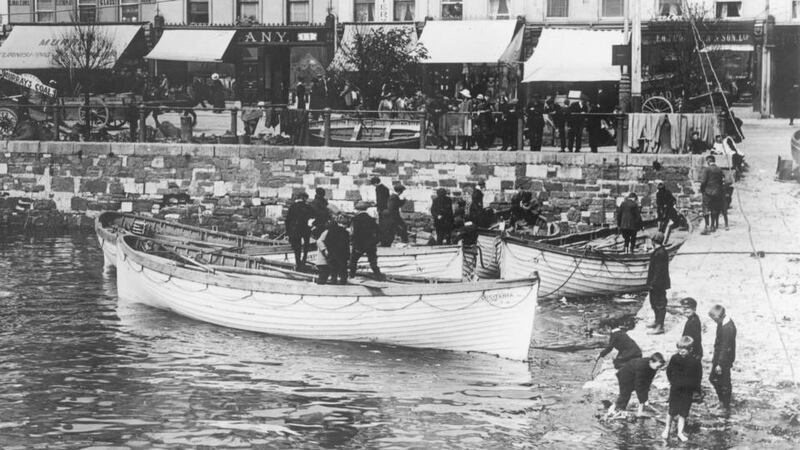 Ill-fated: Lusitania lifeboats in Cobh. Photograph: Robert Hunt/Windmill/UIG via Getty