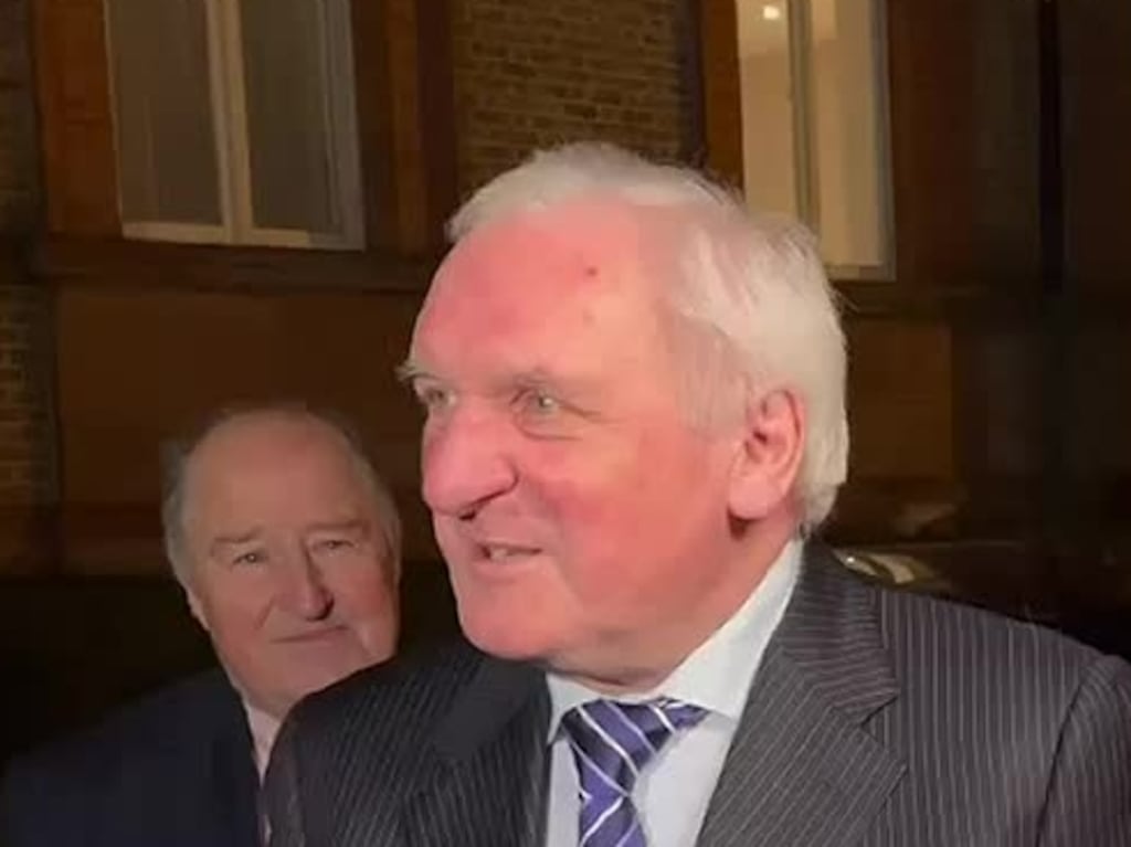 Bertie Ahern speaks to media at a Fianna Fáil event in Dublin on Thursday.