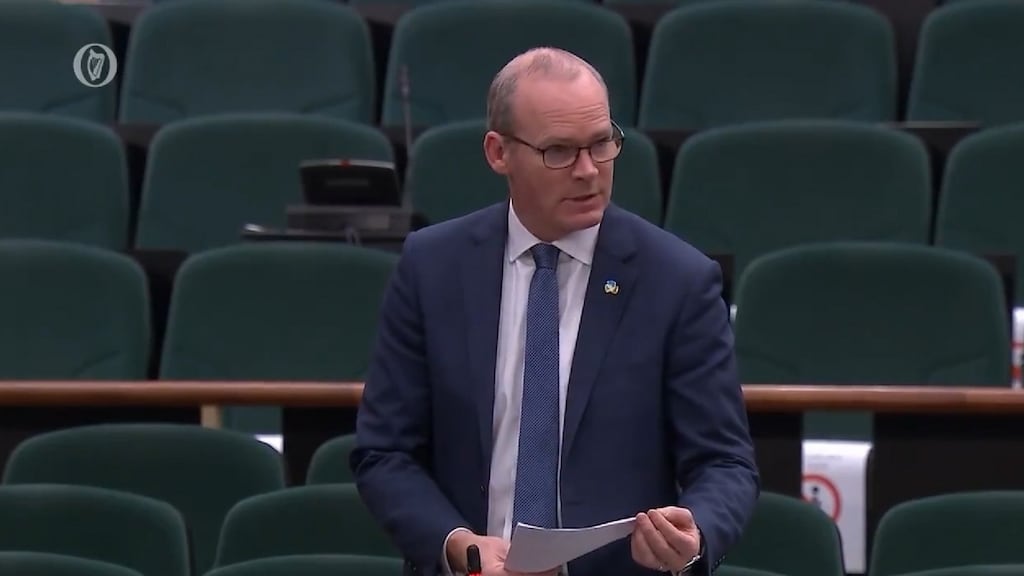 Minister for Foreign Affairs Simon Coveney said that many EU foreign ministers were becoming resigned to a no-deal scenario. Photograph: Oireachtas TV/PA Wire