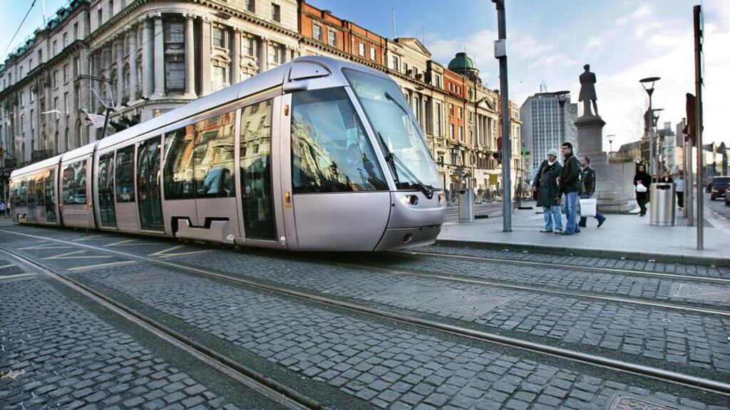 The Luas Red Line on Abbey Street. Collisions are more common on the red Luas line, which runs from west Dublin into the north inner city, than the Green line, which crosses fewer streets because it was built on the old Harcourt Street railway line.