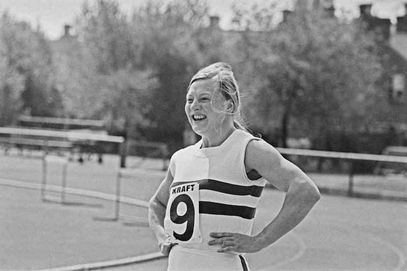 Mary Peters competing in 1973. Photograph: Hoare/Express/Hulton Archive/Getty