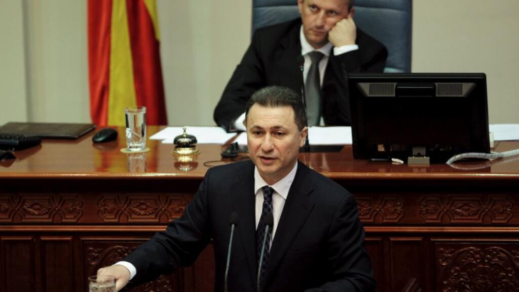 Macedonia’s prime minister, Nikola Gruevski: has accepted the resignation of two ministers and the state security chief but refuses to step down. Photograph: Ognen Teofilovski/Reuters