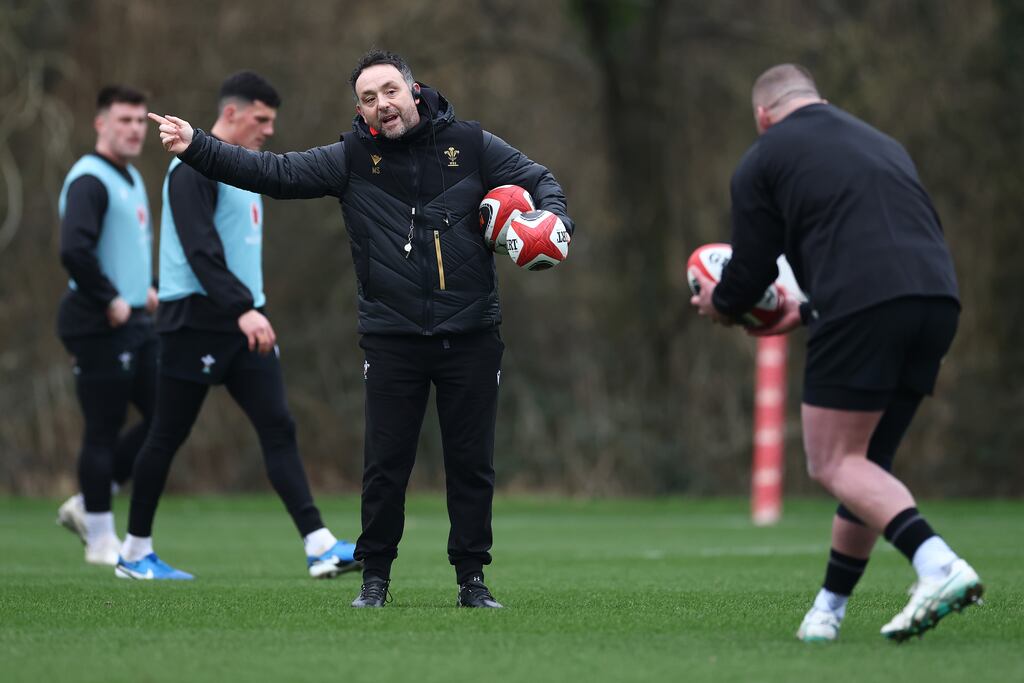 Matt Sherratt, interim head coach of Wales, has some material that he can pin on the dressing room wall - or play through speakers. Photograph: Dan Istitene/Getty