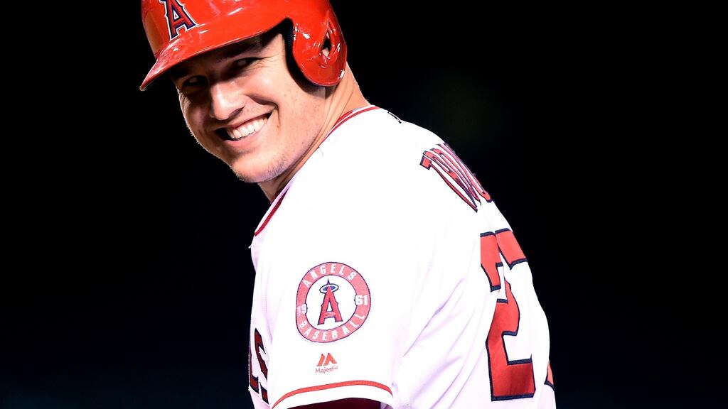 Mike Trout: despite comparisons to Mickey Mantle, the New Jersey prodigy doesn’t even feature on the top-five-selling baseball jerseys. Photograph: Harry How/Getty Images
